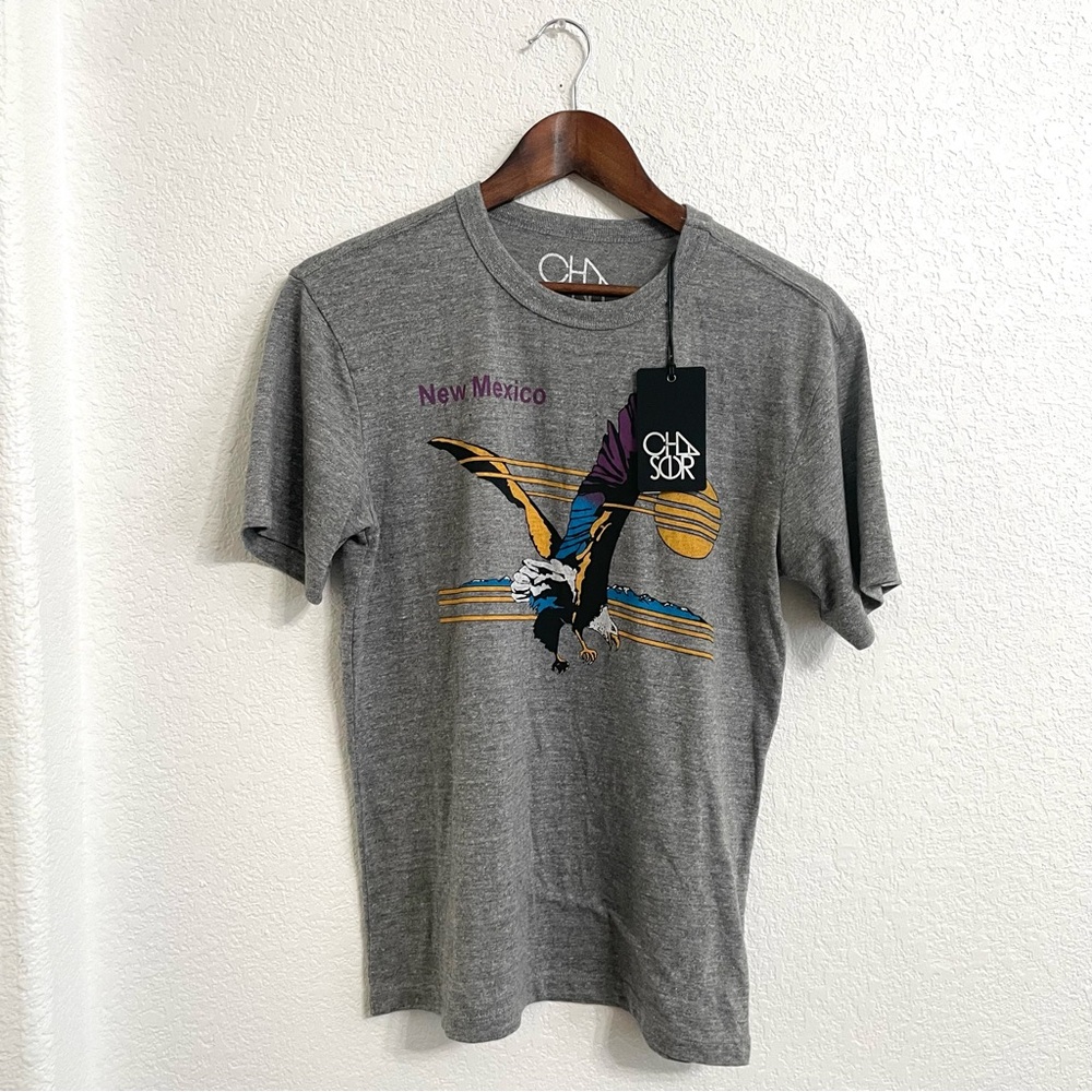 NWT Chaser Womens Tee T Shirt Gray New Mexico Eagle Short Sleeve Size Small
